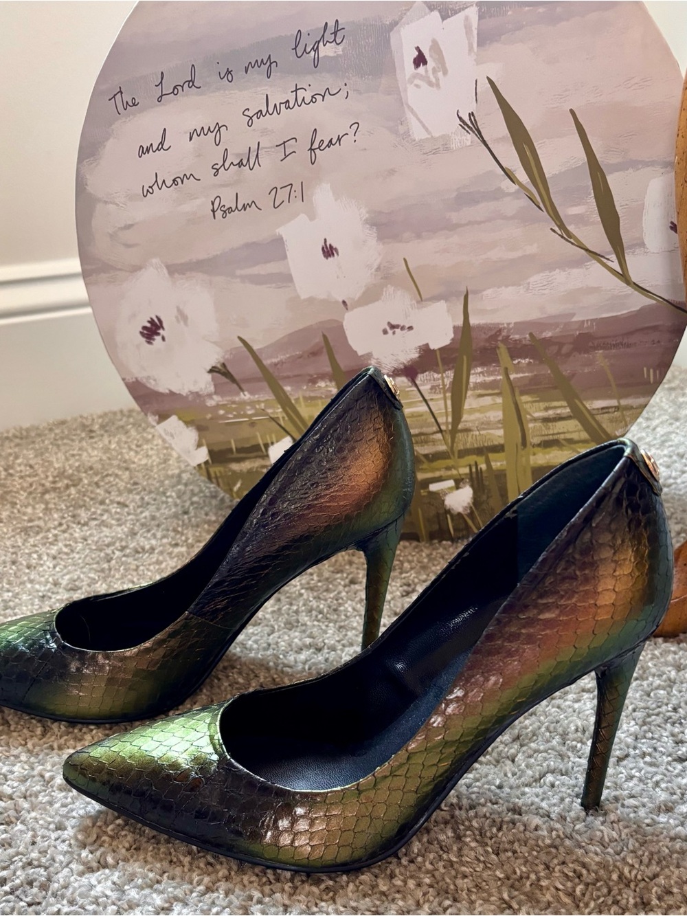 Ivanka Trump Iridescent Green-Bronze Pointed-Toe Stiletto Pumps